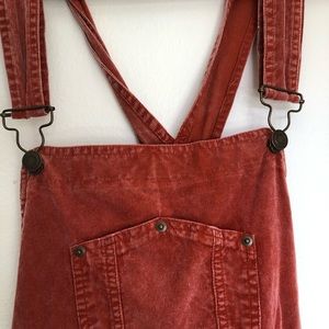 Orange Corduroy Overall Shorts